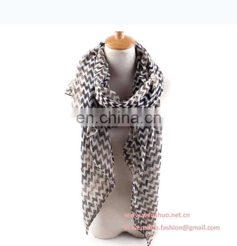 Wave Grain Printed Long Pattern Ladies Joker Voile Scarf