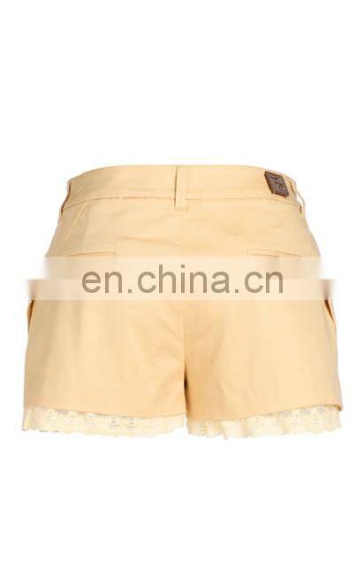 2014 Catchy Cotton Floral Lace Design Plain Color Women Short Simple Pants