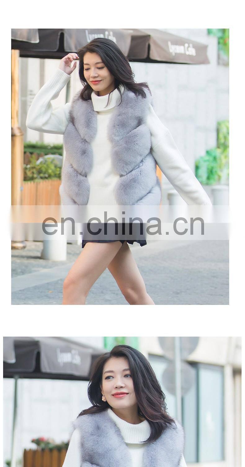 2016 Hot Selling Real Fox Fur Vest Women Natural Fur Vest Cute Spell Fox Fur Vest