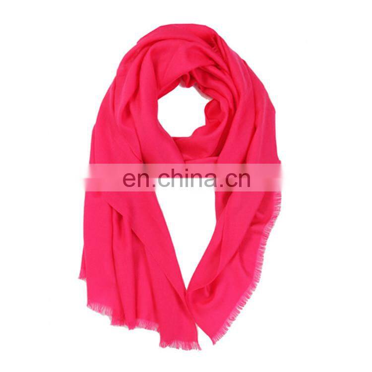 100% mercerized wool twill weave plain color shawl worsted wool autumn winter ladies warm scarf