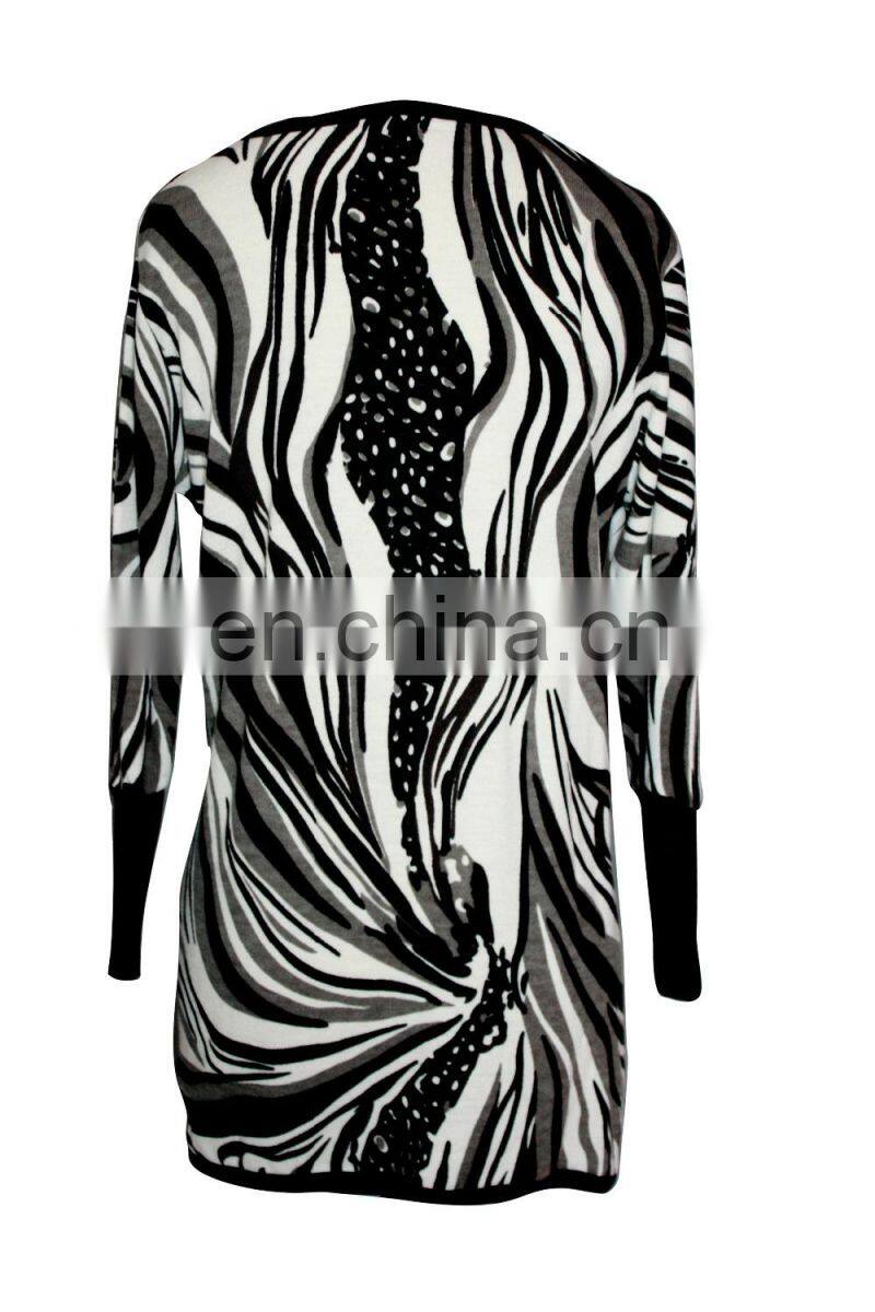 Abstract Paisley Worsted Round Neckine Tunic For Old Women