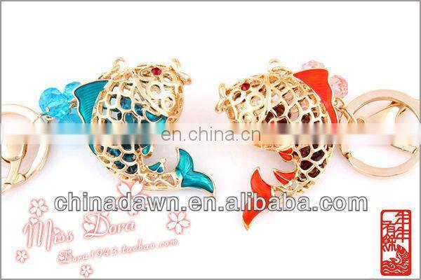 Fashion gift rhinestone carp keychain CD-KD008