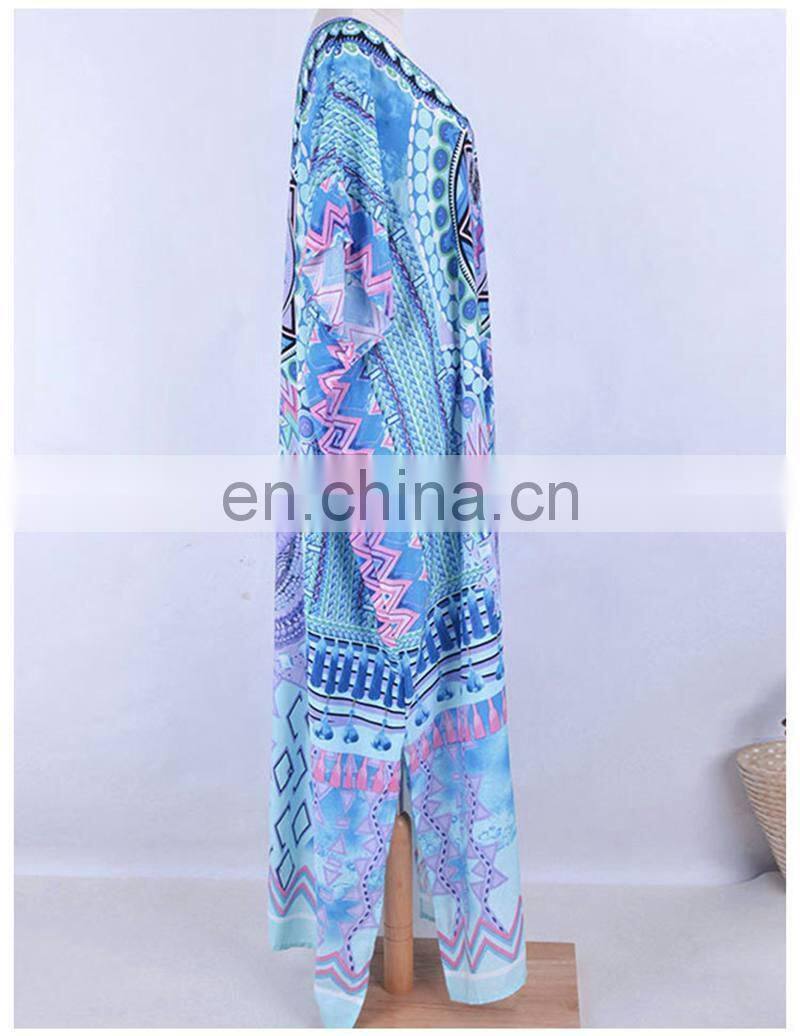 New Cotton Swimsuit cover up Print Plus size Beach Cover up Robe de Plage Beach wear 2019 Vestido Playa kaftan Beach Tunic Pareo