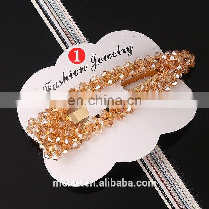 RTS Wholesale Custom Hair Accessories Fashion Girls Flat Hairgrip Hair Pin Crystal Rhinestone Barrette Hair Clips For Women