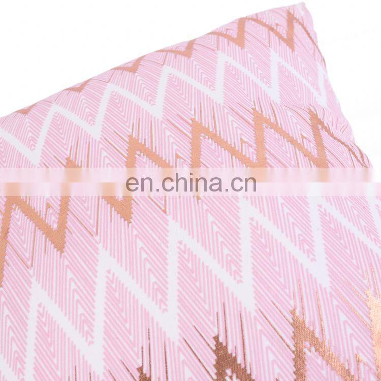 100% Cotton Geometric Wave pink Home indoor Decorative Square Throw Pillow Covers for Sofa Bedroom