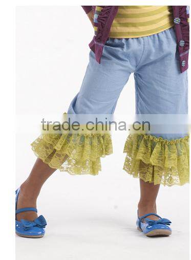 2014 New design Lace ruffle pants Girls Jeans Ruffle childrens boutique clothing