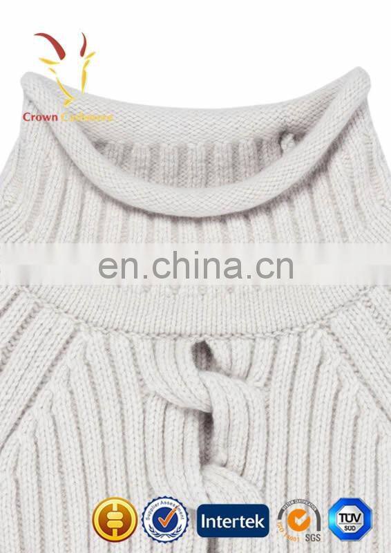 Ribbed Merino Wool Clothing Pullover Sweater for Lady