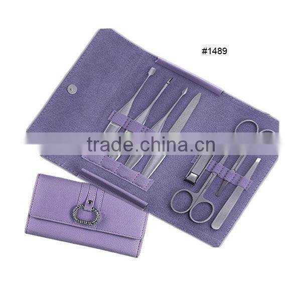 Metal sivler ring purple manicure set