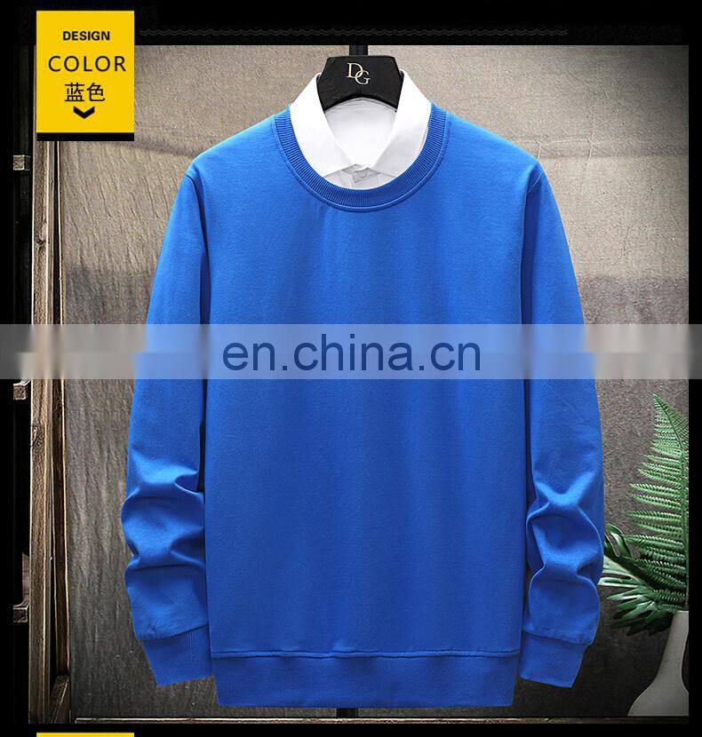 Custom brand round neck plain sweatshirt 100% cotton high quality men custom pullover hoodie plus size men t-shirt