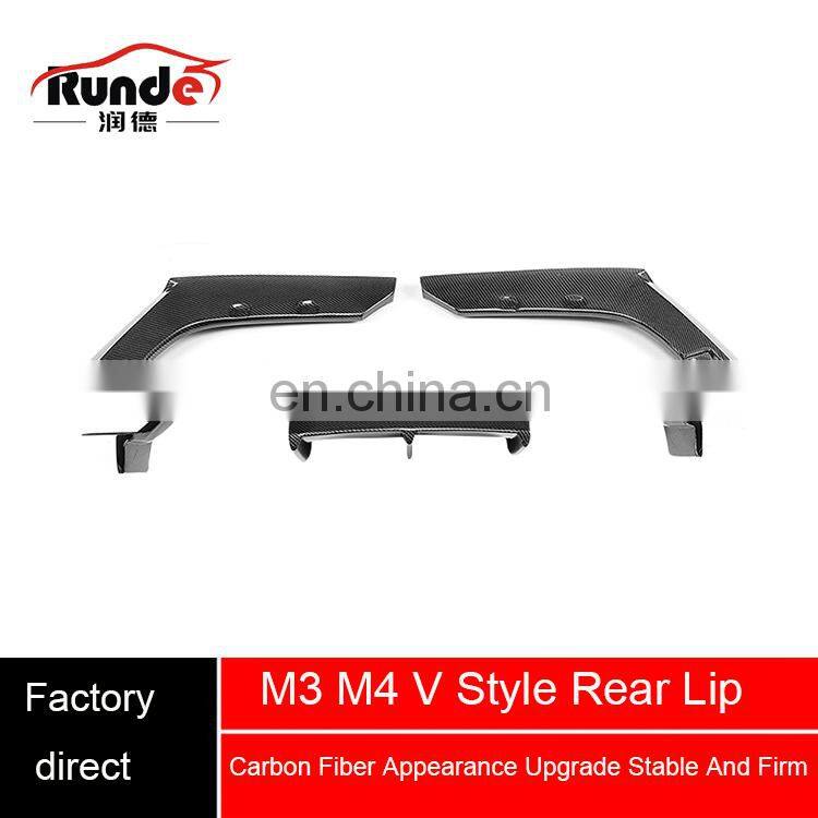 Runde Real Carbon Fiber Material Auto Car Small Body Kit With Rear Lip For 2012-2019 BMW M3 M4 F80 F82 rear lip
