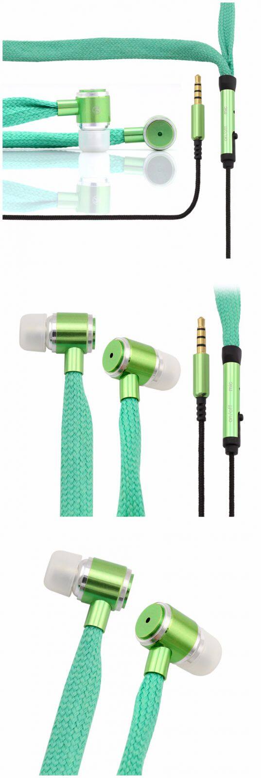 Air Tube Rope Braided Flat Cable Wired Earphones With MIC Headset