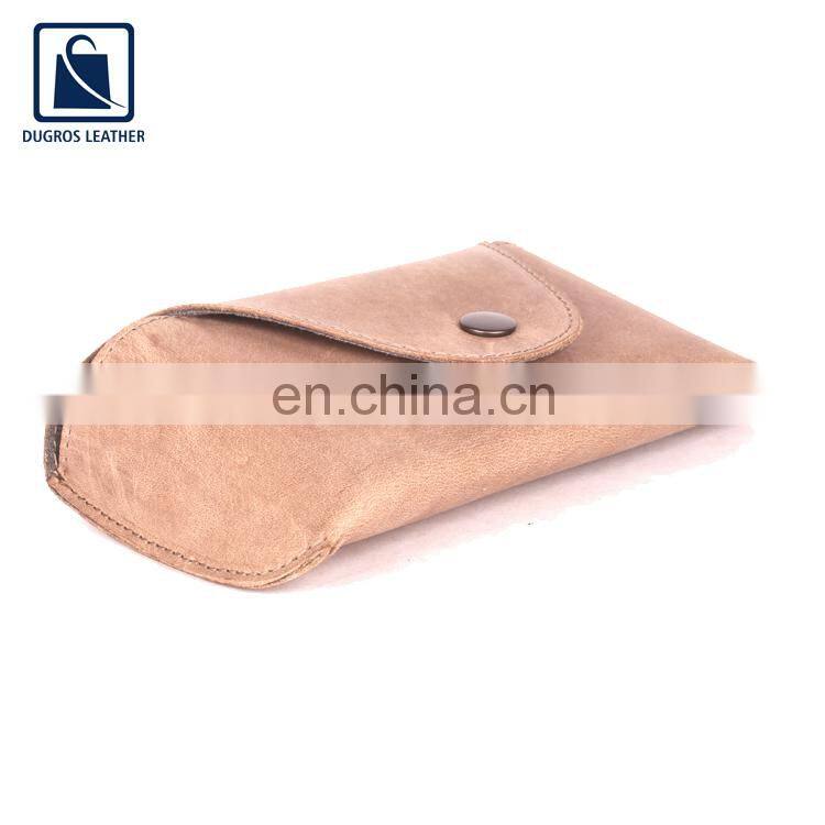 Anthracite Fitting Matching Stitching Unique Design Unisex Genuine Leather Sunglasses Case at Wholesale Price