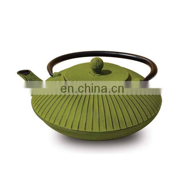 Leaf Design Teapot Coated with Enameled Interior for 32 Ounce blue color enamel Chinese cast iron teapot