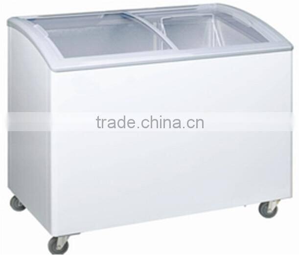 200L flat glass door display freezer with ETL