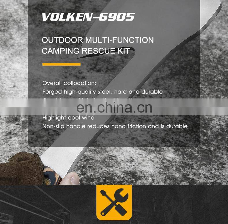 Outdoor high hardness stainless steel axe cluster from survival safety axe solid wood handle climbing axe