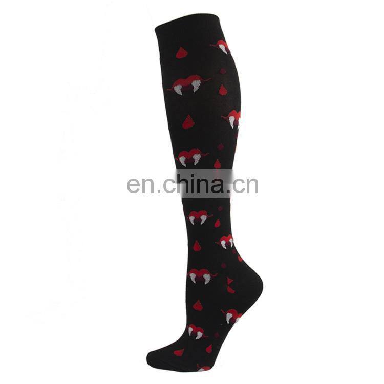 Novelty 20-30 mmhg Skeleton Bats Women Men Stocking Pumpkin Alien ET Mummy Pattern Jacquard Spooky Halloween Compression Socks