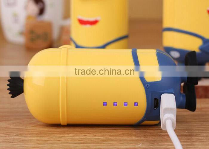Cartoon minion usb port power bank 6600mAh power safe battery charger