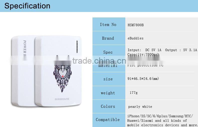 Wholesale colorful charger portable smart power bank 9000mah HS