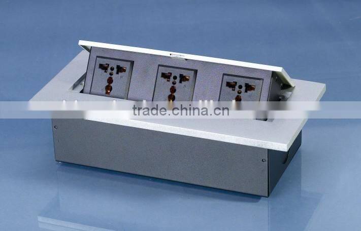 Aluminiuim office desk mounted power pop up socket