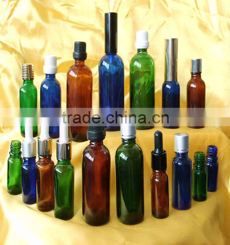 Blue round100ml cylinderical glass perfume bottle Essential Oil glass Bottle