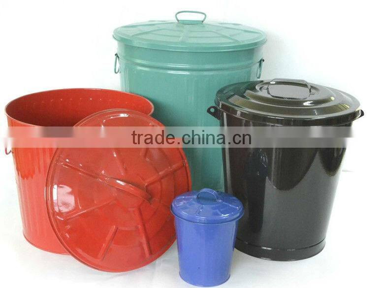 4L galvanized waste bins household garbage barrels with open top