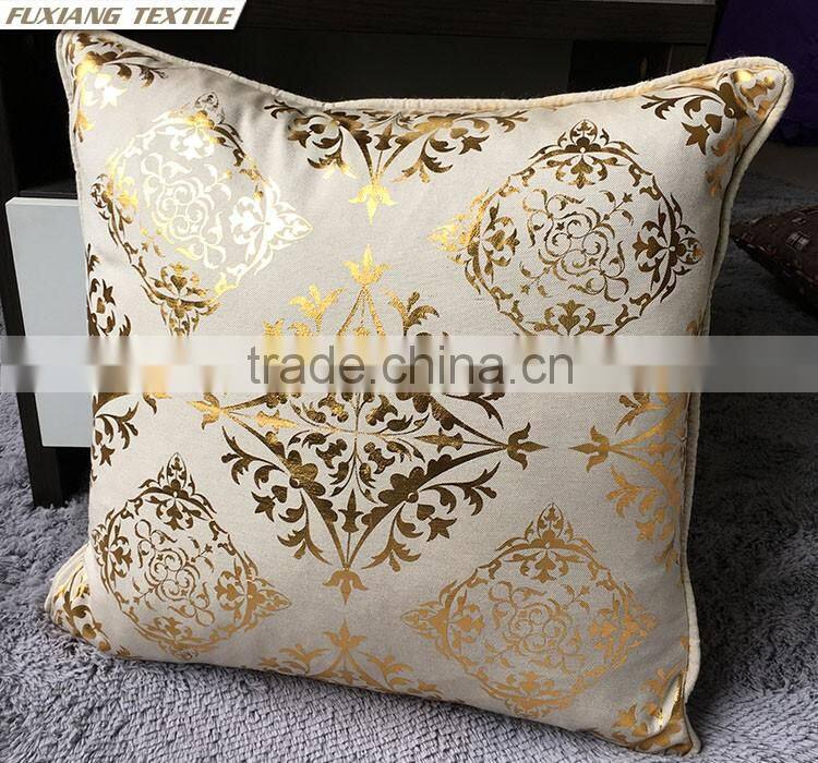 foil print faux linen cushion for home