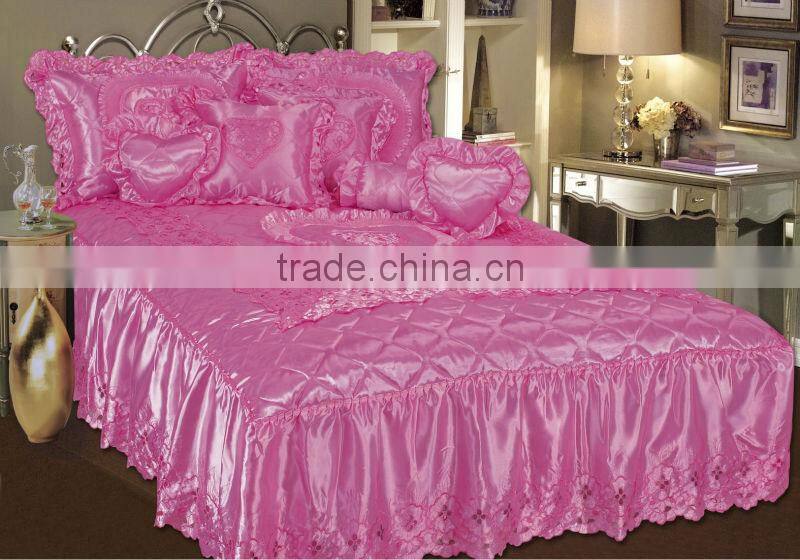 wedding satin bed cover set