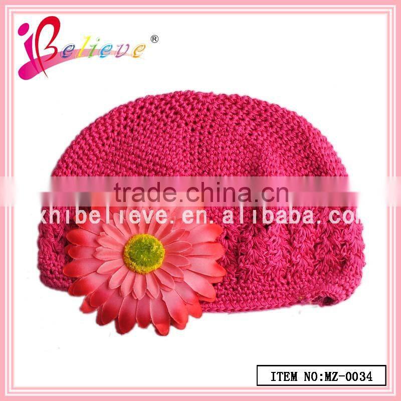 Beautifly sunflower baby winter hat,hand knitted baby hat,environmental fabric for hat