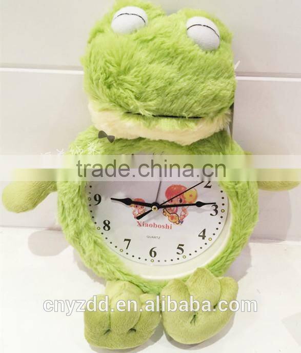 Plush wall clock /Plush decoration supe wall clock/plush frog clock