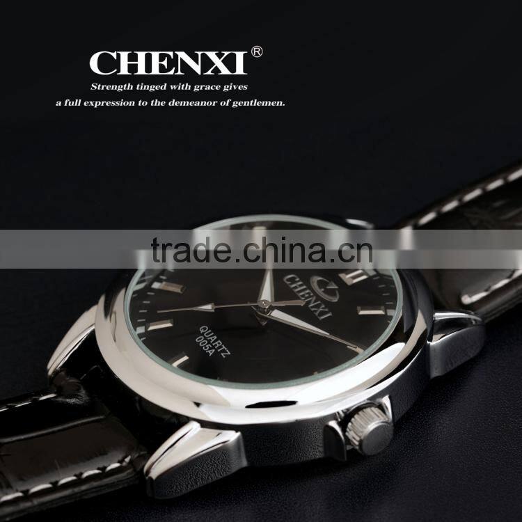 China CHENXI leather watch 005AML,Genuine cow leather or PU leather watch for Customized your logo