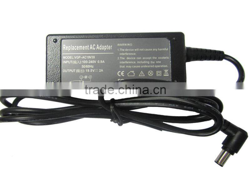 for sony mini laptop charger 39W 19.5V 2A 6.5*4.4mm