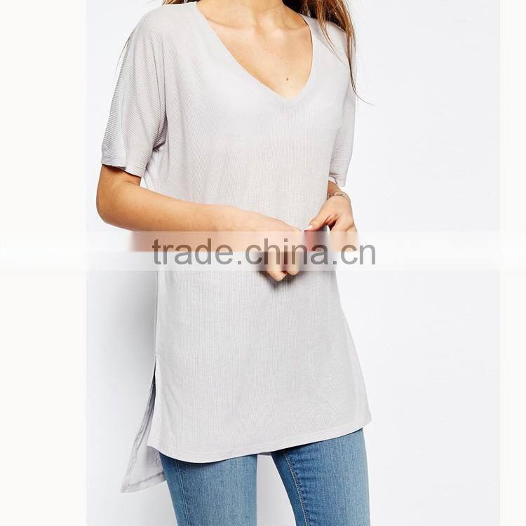 Wholesale reasoable price high quality balck 100% ctton v neck t shirt