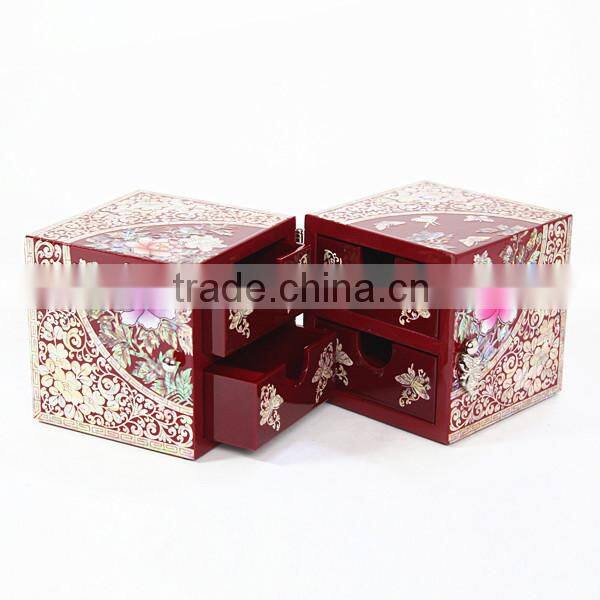 High end mother of pearl drawer wooden jewelry boxes with lock