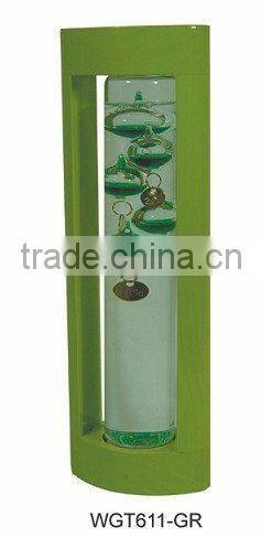 Galileo Thermometer with Wood Frame Purple