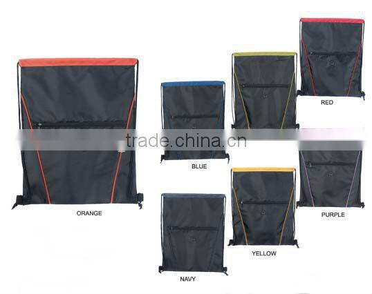 ear hole drastring pouch with front zipper pocket