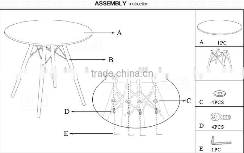 Modern living room furniture PP Plastic Table with Wooden Legs