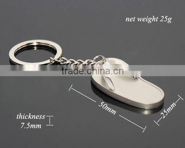 3D Three-dimensional Mini Slipper Shaped Zinc Alloy Silver Plated Blank Metal Slipper Keychain