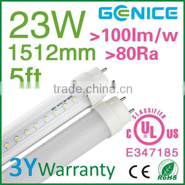 UL listed Transparant cover 23w LED tube lamp with best light for hospital/car park