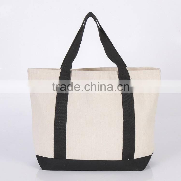 Open top style cotton canvas shopping bags, bottom,no side shape ,with Reinforcement handle