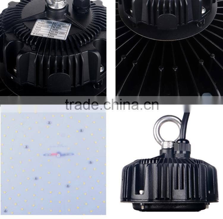 5 year warrant CE RoHS certified Nichia 200w ufo led high bay warehouses with motion sensor