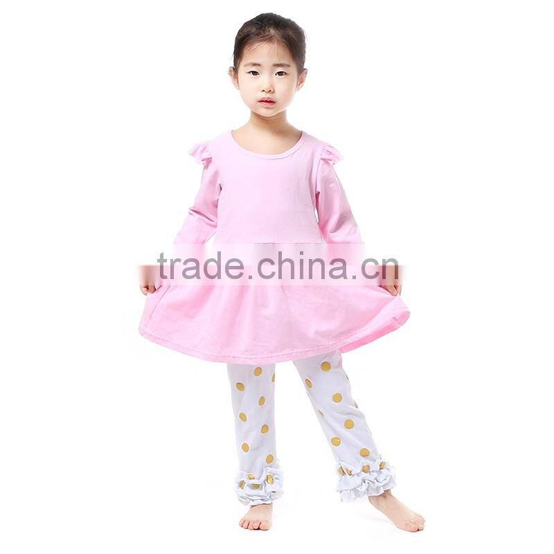 persnickety remake fall kid clothes polka gold dot 2pcs childrens boutique clothing 2016