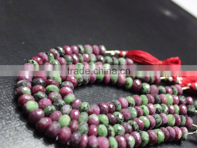 AAA QUALITY RUBY ZOISITE FACETED RONDELLE LOOSE GEMSTONE BEADS