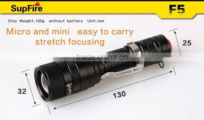 Hot seller SupFire F5 mini portable LED flashlight torch with clip