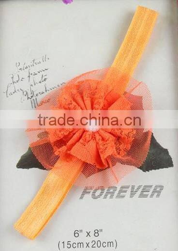 lovely flower elastic hair rubber band with pearls