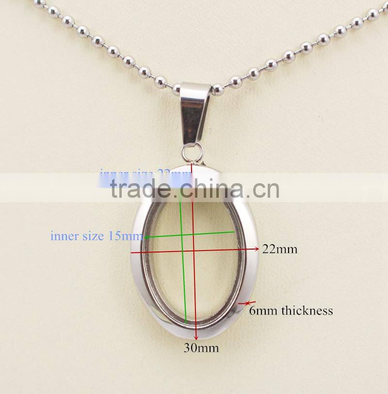 Top quality steel photo frame locket pendant oval photo frame pendant for women