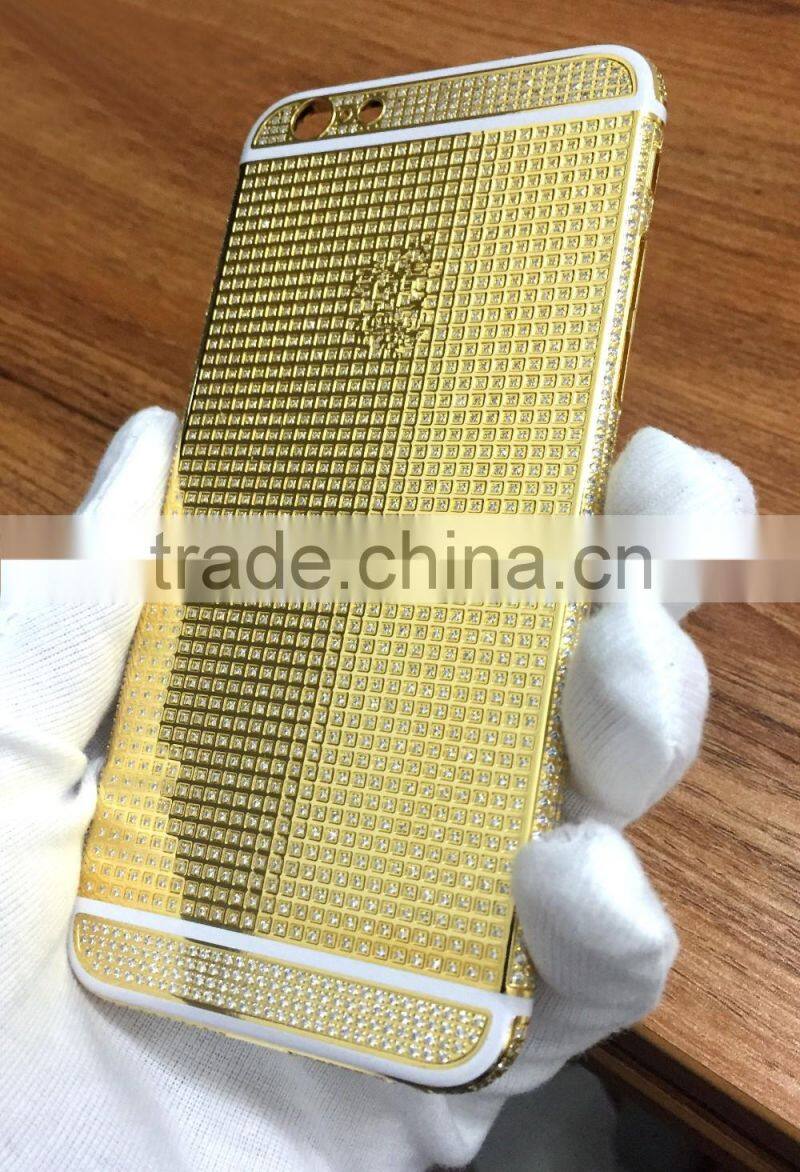 For iphone 6s replacement housing diamond gold plating for iphone 6s housing custom