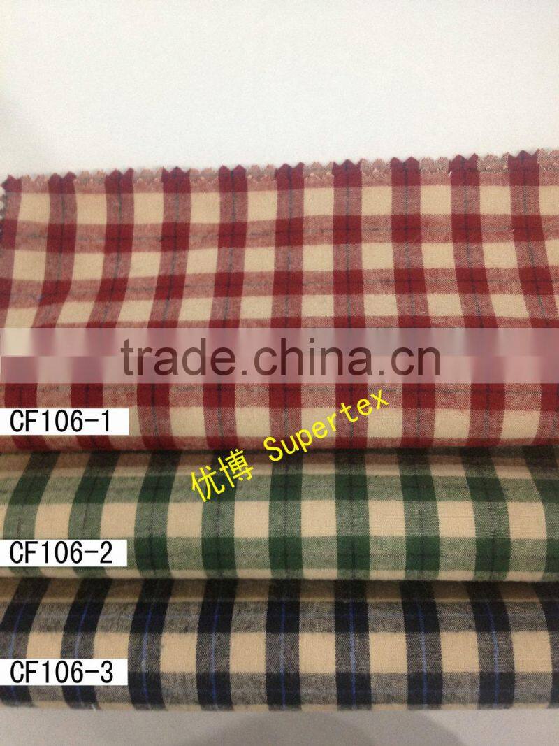 32*32 100*70 high quality 100% cotton yarn dyed flannel fabric for shirt with ready bulk