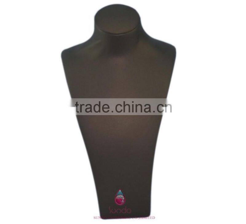Popular brown leather wrapped wooden necklace display bust