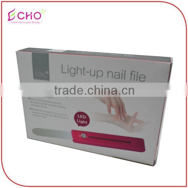 Hot Pink LED Light-up Glass Nail File