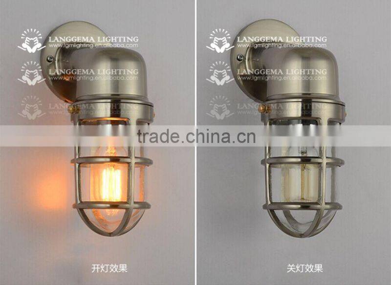 VINTAGE INDUSTRIAL LIGHT ALUMINIUM PENDANT WITH CAGE GLASS SHADE EDISON E27 wall lamp W144(99)